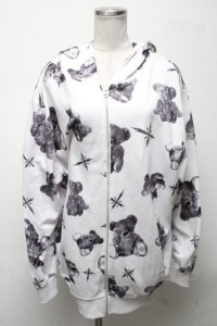 TRAVAS TOKYO / MYRIAD OF BEARS ZIPパーカー  白ｘ黒 S-25-04-25-012-PU-TO-AS-ZS