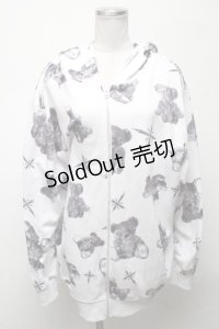 TRAVAS TOKYO / MYRIAD OF BEARS ZIPパーカー  白ｘ黒 S-25-04-25-012-PU-TO-AS-ZS