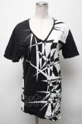 CIVARIZE / ジオメトリック総柄変形ロングTシャツ 44 黒ｘ白 S-25-04-25-023-GO-TS-AS-ZS