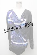 CIVARIZE / Mover プリンテッドドレープカットソー 44 黒 S-25-04-25-025-GO-TO-AS-ZS