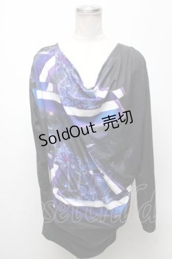 画像1: CIVARIZE / Mover プリンテッドドレープカットソー 44 黒 S-25-04-25-025-GO-TO-AS-ZS