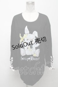 Secret Honey / ウサギプリントTシャツ  黒 S-25-04-25-026-CA-TS-AS-ZS