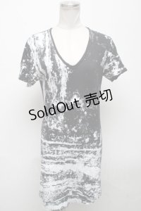 CIVARIZE / サイドZIP総柄ロングTシャツ 44 黒ｘ白 S-25-04-25-028-GO-TS-AS-ZS