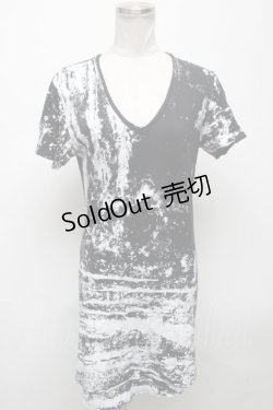 画像1: CIVARIZE / サイドZIP総柄ロングTシャツ 44 黒ｘ白 S-25-04-25-028-GO-TS-AS-ZS