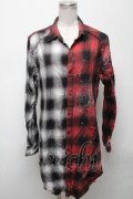 CIVARIZE / バックZIPドッキングチェックシャツ 44 赤ｘ白 S-25-04-25-037-GO-BL-AS-ZS