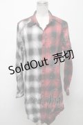 CIVARIZE / バックZIPドッキングチェックシャツ 44 赤ｘ白 S-25-04-25-037-GO-BL-AS-ZS