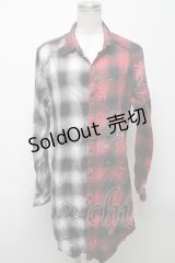 CIVARIZE / バックZIPドッキングチェックシャツ 44 赤ｘ白 S-25-04-25-037-GO-BL-AS-ZS