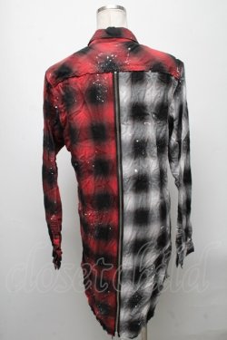 画像2: CIVARIZE / バックZIPドッキングチェックシャツ 44 赤ｘ白 S-25-04-25-037-GO-BL-AS-ZS