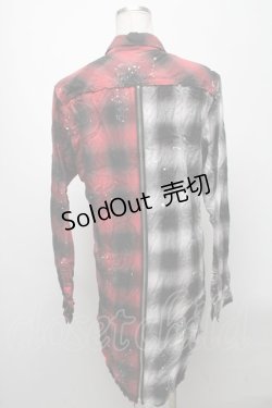 画像2: CIVARIZE / バックZIPドッキングチェックシャツ 44 赤ｘ白 S-25-04-25-037-GO-BL-AS-ZS