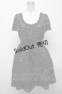 画像1: axes femme / チェックCATワンピース  グリーン S-25-04-25-038-AX-OP-AS-ZS