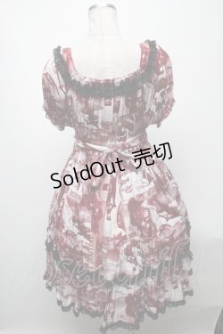 画像2: Physical Drop / デイリー半袖ワンピース（レトロ柄）  ワイン S-25-04-25-040-LO-OP-AS-ZS
