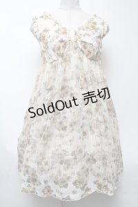 axes femme / ひまわり柄チュール重ねチュニ  オフ S-25-04-27-048-AX-OP-HR-ZS