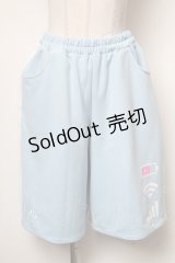 LISTEN FLAVOR / 只今充電中ジャージハーフパンツ  サックス S-25-04-27-080-PU-TS-AS-ZS