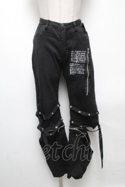 画像1: h.NAOTO / ベルトパンツ  黒 S-25-04-27-082-HN-PA-AS-ZS