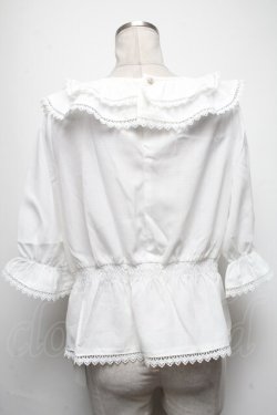画像2: axes femme kawaii / フリル襟シャーリングブラウス  白 S-25-04-27-014-AX-BL-HR-ZS