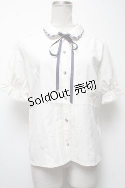 画像1: axes femme / パイピングｘリボン付ブラウス  キナリ S-25-04-27-019-AX-BL-HR-ZS