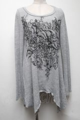 Ozz Croce / ゴシックプリントイレギュラーカットソー  グレー S-25-04-27-026-OO-TO-HR-ZS