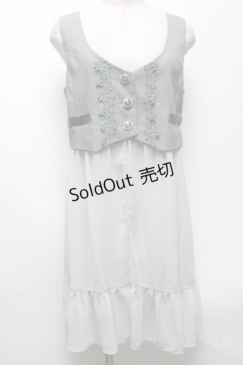 画像1: 【SALE】axes femme POETIQUE / ロング丈シフォンベスト  グレー S-25-04-27-028-AX-TO-HR-ZH (1)