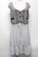 axes femme POETIQUE / ロング丈シフォンベスト  グレー S-25-04-27-028-AX-TO-HR-ZS