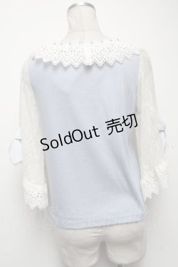 画像2: axes femme POETIQUE / リボンレース袖カットプルオーバー  サックス S-25-04-27-029-AX-TO-HR-ZS