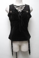 PEACE NOW / ビスチェ重ね着風ベロアトップス  黒 S-25-04-27-038-PU-BL-HR-ZS