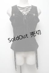 PEACE NOW / ビスチェ重ね着風ベロアトップス  黒 S-25-04-27-038-PU-BL-HR-ZS