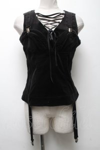 PEACE NOW / ビスチェ重ね着風ベロアトップス  黒 S-25-04-27-038-PU-BL-HR-ZS