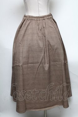 画像2: axes femme / 花刺繍チェックスカート  ブラウン S-25-04-28-053-AX-SK-HR-ZS