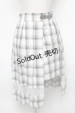 画像1: axes femme / スリットデザインプリーツスカート  白ｘ黒 S-25-04-28-054-AX-SK-HR-ZS