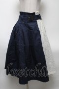 axes femme / ストライプ×レース切替スカート  紺 S-25-04-28-057-AX-SK-HR-ZS