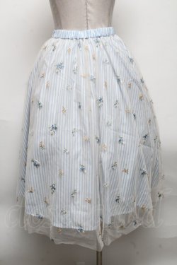 画像2: axes femme / ストライプ×チュールスカート  サックス S-25-04-28-058-AX-SK-HR-ZS
