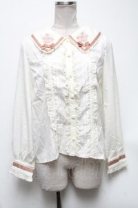 axes femme POETIQUE / 薔薇ブーケ刺繍入りブラウス  キナリ S-25-04-28-008-AX-BL-HR-ZS