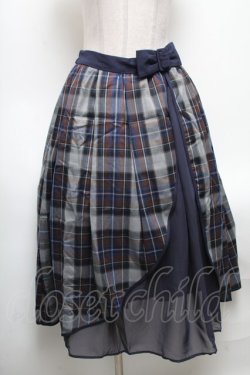 画像1: axes femme POETIQUE / リボンベルトロングスカート  紺 S-25-04-28-067-AX-SK-HR-ZS