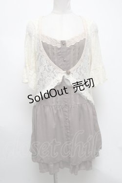 画像1: axes femme / レースレイヤード風チュニック  ブラウンｘオフ S-25-04-28-011-AX-TO-HR-ZS