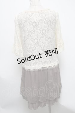 画像2: axes femme / レースレイヤード風チュニック  ブラウンｘオフ S-25-04-28-011-AX-TO-HR-ZS