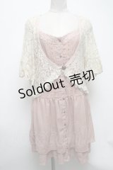 axes femme / レースレイヤード風チュニック  ピンクｘオフ S-25-04-28-012-AX-TO-HR-ZS