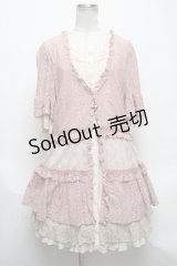 axes femme / カーディガン重ね着風ワンピース  ピンク S-25-04-28-016-AX-TO-HR-ZS