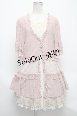 画像1: axes femme / カーディガン重ね着風ワンピース  ピンク S-25-04-28-016-AX-TO-HR-ZS