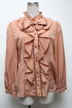 画像1: axes femme / ラッフルリボンデザインブラウス  ブラウン S-25-04-28-019-AX-BL-AS-ZS