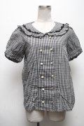 axes femme POETIQUE / ダブル釦セーラーブラウス  黒ｘ白 S-25-04-28-022-AX-BL-HR-ZS