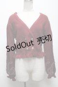 axes femme / バックレースアップルーズネックカーディガン  ワイン S-25-04-28-023-AX-TO-HR-ZS