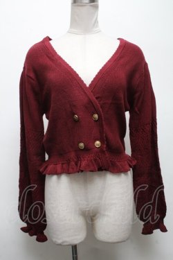 画像1: axes femme / バックレースアップルーズネックカーディガン  ワイン S-25-04-28-023-AX-TO-HR-ZS
