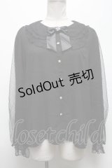 axes femme kawaii / ドットチュールローズブラウス  黒 S-25-04-28-025-AX-BL-HR-ZS