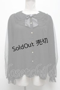 axes femme kawaii / ドットチュールローズブラウス  黒 S-25-04-28-025-AX-BL-HR-ZS