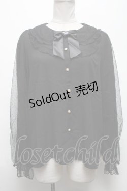 画像1: axes femme kawaii / ドットチュールローズブラウス  黒 S-25-04-28-025-AX-BL-HR-ZS