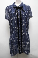 axes femme / 楽器柄チュニック  紺 S-25-04-28-026-AX-OP-HR-ZS