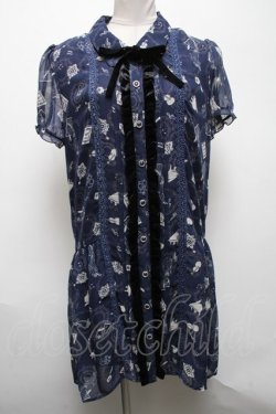 画像1: axes femme / 楽器柄チュニック  紺 S-25-04-28-026-AX-OP-HR-ZS