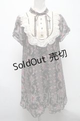 axes femme / レトロ花柄ブラウスチュニック  黒 S-25-04-28-027-AX-OP-HR-ZS