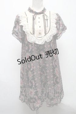 画像1: axes femme / レトロ花柄ブラウスチュニック  黒 S-25-04-28-027-AX-OP-HR-ZS