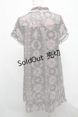 画像2: axes femme / レトロ花柄ブラウスチュニック  黒 S-25-04-28-027-AX-OP-HR-ZS